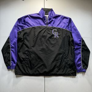 GIII Colorado Rockies 1/4 Zip Pullover Men’s XL Purple Windbreaker Coach MLB Y2K